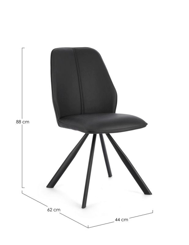 SEDIA IN ECOPELLE NERA - MAXWELL